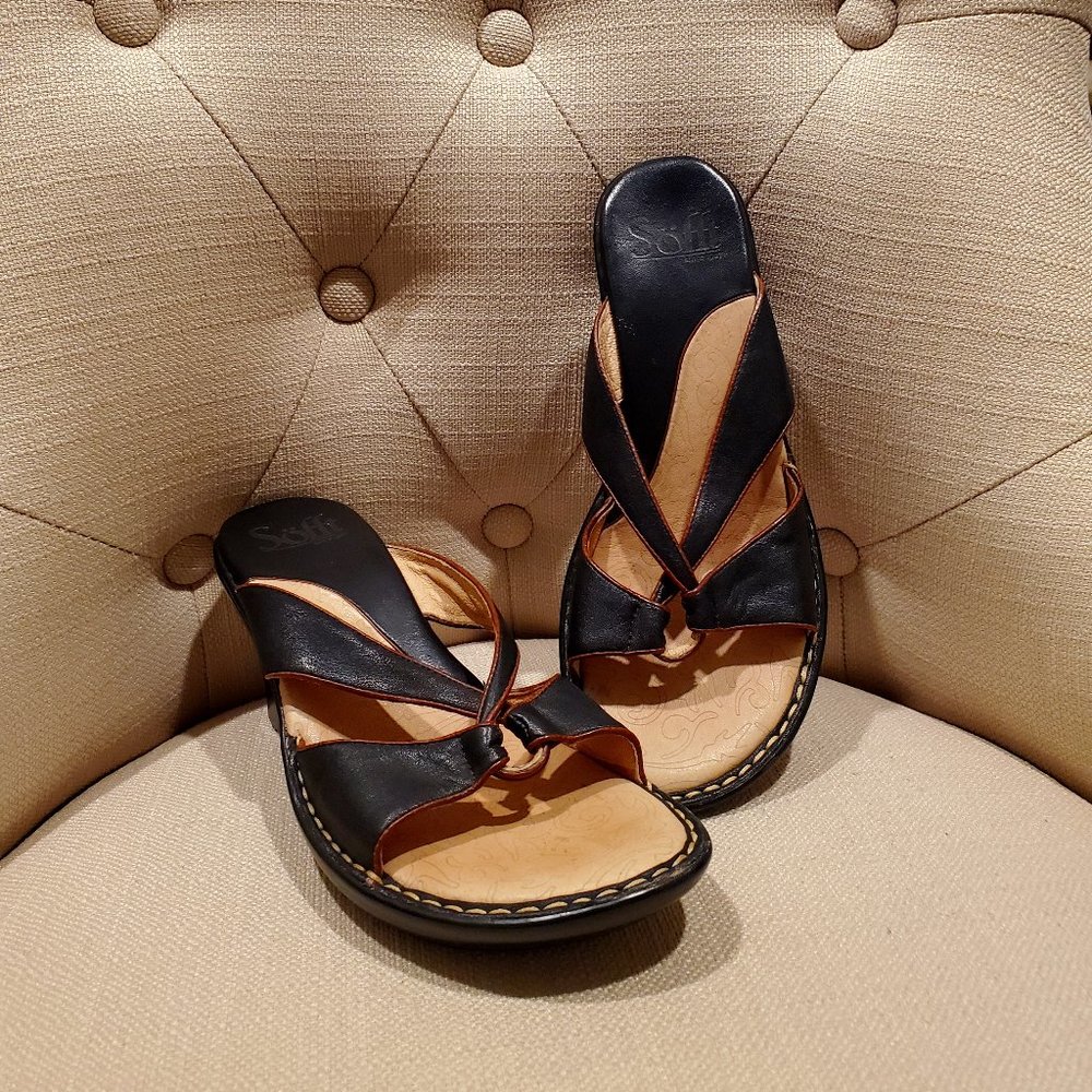 Sofft Black Leather Sandals - Sz 7